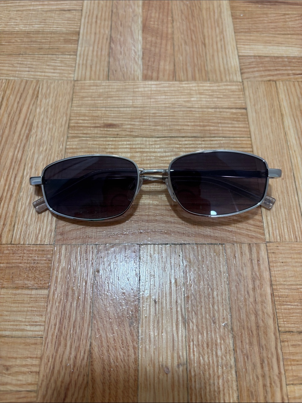 Men's Slim Silver Metal Sunglasses with Dark Lenses